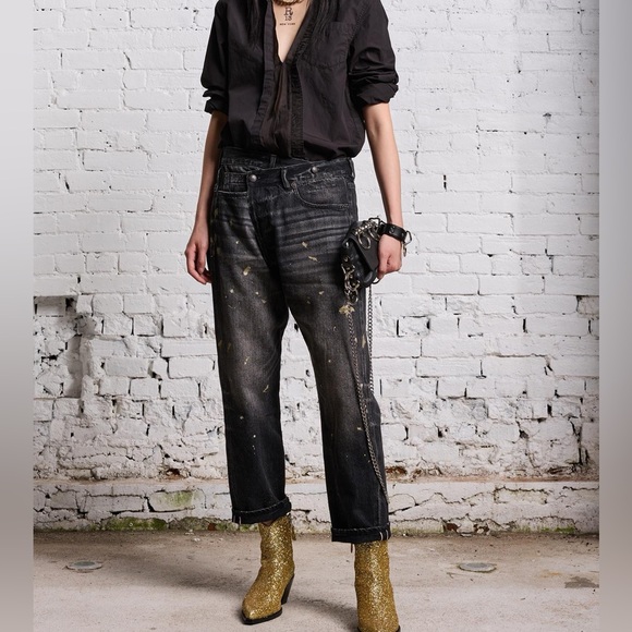 R13 Denim - R13 Gold Splatter Crossover Jean, Eton Selvedge black, 26